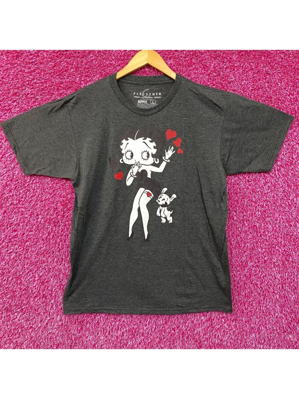Betty Boop and Pudgy Puppy Love Classic With Pup Vintage Style T-Shirt large